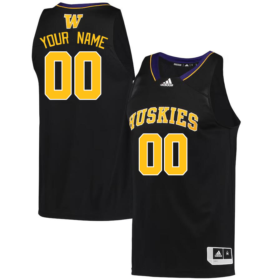 Custom Washington Huskies Name And Number College Basketball Jerseys Stitched-Black